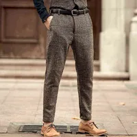 Klasik Fit Mens Suit Pantolon Yün Tweed Coffee Slim Fit Pants Düğün Partisi için Groomman L220704