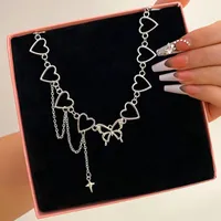 Chokers Simple Hip Hop Butterfly Tassel Choker Necklace For Women Teens Girls Punk Link Chain Heart Cross Party Fashion Jewelry