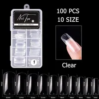 False Nails 100 Pcs Coffin Nail Tips Transparent Fake Fingernails Artifical Manicure DIY Tools240w