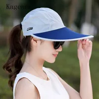 Kagenmo Summer Cool Women Sun Hat Big Long Brim Beach Hats His and Hers Sunhat Outdoor日焼け止めカジュアルキャップコットン調整