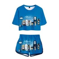 T-shirts voor heren modeontwerppak de film Spirited Away Dew dames navel t-shirt zomer tweedelige set korte broek sets meisje mooie cool set
