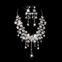 Sparkly Bling Crystals Diamond Necklace Jewelry Set Brudörhängen Rhinestone Crystal Party Wedding Accessories238n
