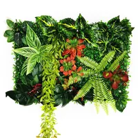 装飾的な花の花輪人工植物ラタンフェイクパネル芝生シミュレーションターフグリーンリーフグラス亜熱帯メッシュグリル壁飾り
