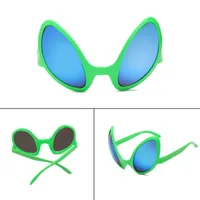 Occhiali da sole divertenti occhiali alieni Props da ballo di festa delle vacanze a forma irregolare lenti arcobale
