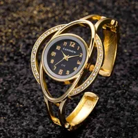 ساعة Wristwatches Cansnow Relogio Feminino Fashion Gold Watch Women Bangle Bracelet Hatse Luxury Stainsal Steel Listwatch Female Clock 220708