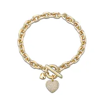 KPOP CZ Heart Charm Bracelet Gold Silver Link Chain Pulseras para mujeres Tendencia de joyería Diseño de regalos 220726