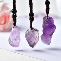 Dekorativa föremål Figurer Naturliga Amethyst Stone Crystal Necklace Crystals Healing Pendant Quartz för män Kvinnor Mineralsmycken DIY GIF