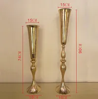 Party Decoration 74cm 88cm Height Gold  Silver Metal Candle Holder Stand Wedding Centerpiece Event Road Lead Flower Vase 12pcs lotParty