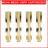Muha Meds Atomizers Vape Carts Packaging 0.8ml 1.0ml Thick Oil Cartridge Gold Tip Empty Vape Pen Cartridges