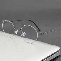 Retro Round Optical Glasses Frame Men Ultralight Titanium Screwless Eyeglasses Women Luxury Brand Vintage Myopia Prescription Eyewear