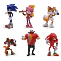 Sonic 6 peça conjunto de boneca Anime Figura Toys 4ª geração boom raro Dr. Eggman Shadow PVC Toy para crianças Personagens Presente 4-7cm CX200210Q