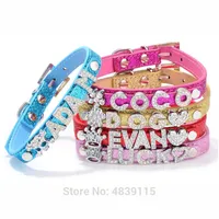 10pcslot Glittered PU Leather Pet Dog Collars with Slide Bar Suitable for 10mm Letters&Charms 201030