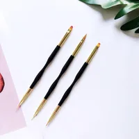 Escovas de unhas 1 pc Double End Brush Pintura Linhas de desenho Pen 3D Dicas DIY UV Gel Flores Dual Art Acrílico Ferramentas