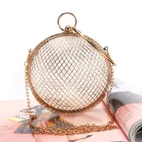 Вечерние сумки золото металлическая мешка сцепления 2022 роскошные сумочки Женщины Дизайнерские круглые мини -полые кошельки