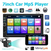 7 inç 2 DIN Bluetooth Araba MP4 MP5 Araba Radyo Video Oynatıcı Ayna Bağlantı Direksiyon Çarkı Kontrolü Arka Görünüm Kamera İsteğe Bağlı280T