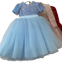3-8 ans Girls Princess Dress Sequin Lace Tulle Wedding Party Tutu Blow Fluffy For Children Kids Evening Formal Pageant Vestidos W7RU #