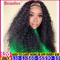 Nxy Wigs Beaufox Water Wave Headband Human Hair for Black Women Brazilian Scarf Glueless Remy Highlight Curly 220701