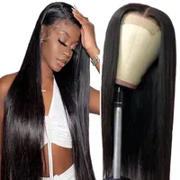 4x4 MINK Brazia -virgem Cabelos de renda virgem Fechamento humano perucas para mulheres negras Brazias de renda reta Front Wigs Gaga Queen