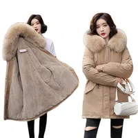 Manteau en coton epais grande taille pour femme parka a capuche doppelinterieure peluche epaisse taille ample264b