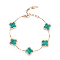 Fashion Titanium steel Four-leaf Clover Bracelet Lady lucky Grass Acrylic 18K Rose gold bracelet