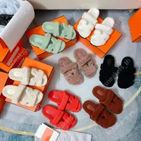 Designer chinelos homens homens lã pele chypre chinela sandálias peludas macias inverno slides planos lisásticos ladras em casa com caixa 35-44