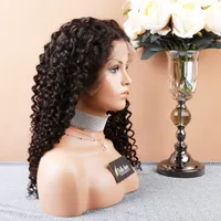Perucas dianteiras de renda completa para mulheres negras onda encaracolada peruca de cabelo humano virgem com cabelos de beb￪ Cap m￩dia cor natural 130% 150% 180% densidade