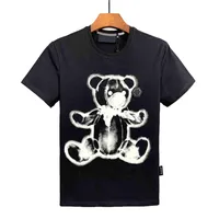 Pp camiseta curta camiseta masculina manchas de impressão de urso masculino Plein Plein European e American Tend Tele Summer Casal de meia manga Tops M-3xl