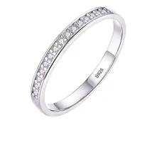 女性の婚約指輪小さなジルコニアダイヤモンドハーフエタニティウェディングバンドソリッド925スターリングシルバープロミスアニバーサリーリングR012202W
