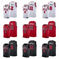Chicago''Bulls''Men''nba''Basketball DeMar DeRozan 11 Lonzo Ball 2 Alex Caruso 6 Black White Red 2021 Trade Edition City Jersey