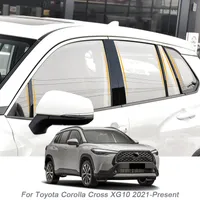6PCS Car Window Center Pillar Sticker Trim Anti-Scratch Film For Toyota Corolla Cross XG10 2021-2024 Auto External Accessories