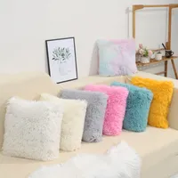 Solid Soft Pillow Case Fluffy Cushion Cover Decorative Sofa Pillow Covers Home Pillowcase White Pink Gray Shaggy Fur Cushion Cover 5719 Q2