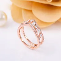 Sparkling Marquise Double Wishbone Band Ring Fit Pandora Jewelry Engagement Amantes de la boda Ring286q