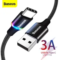 Baseus USB Type C Cable For Samsung S20 S10 Plus Xiaomi Fast Charging Wire Cord USB-C Charger Mobile Phone USBC Type-C Cable 3m178c