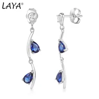 Laya Long Dangle Stud earrings for Women 925 Sterling Silver Syntical Red Crystal Halloween Christmaing Gristmaing Regulars Fashion Jewelry 2022 Trend