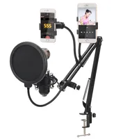 Registrazione professionale Microfono sospensione BOOM ARM ARM ARM MIC STANDHET POLTORE PER K Song con supporto per telefoni218G