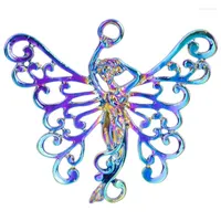 Pendant Necklaces Fashion Big Butterfly Elf Charm Rainbow Color Accessory For Necklace Earrings Keychain DIY Jewelry Making BulkPendant