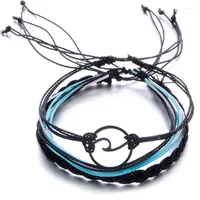 Zhefanku Jewelry 3pcs / Set Wave Bracelet fait à la main Set Amiliage Alloy Love Couples Corde Bracelets Vintage Fawn22