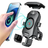 Motorcycle Phone Holder 15W Wireless Charger QC3 0 USB Charging Mount Stand Handlebar Smartphone Bracket Bike Cellphone Support 220620