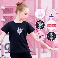 Stage Wear Girls Soft Printing Ballet Dance T Shirts Summer Kids Solid Color Short Sleeve Clothes For TrainingStage