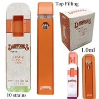 Dabwoods Disposable Vape Pen 1ML E-cigarettes USA VIEUX VIEUX 280MAH Batterie rechargeable VIDE 510 Vaporisateur Pens Cartridge Box Emballage Push Box 10 STRAINS OEM