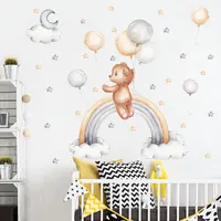 Wall Stickers Cartoon Bear Balloon For Kids Rooms Baby Nursury Bedroom Livingroom Moon Cloud Home Decoration Decor Poster