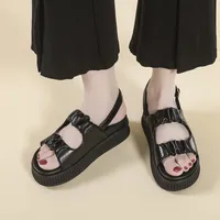 Sandales Moipheng Plateforme 2022 Été dames boucle noir Chunky confortable chaussures de plage sandles femmes