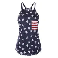 Sexy Summer Style Sleeveless Tops American USA Flag Print Stripes Tank Top for Women Blouse Vest Shirt256E