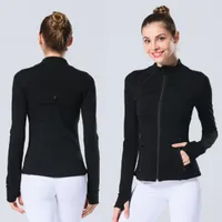 lu Yoga Jacket Women Define Workout Sports Coat Fitness Jacket Sport Quick Dry Activewear Top Solid Zip Up Sweatshirt Sportwear