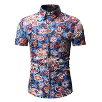 Erkekler sıradan gömlekler moda paisley baskılı zarif gömlek 2022 manica kısa hawaii tatil partisi erkekler elbise gömlek adamları