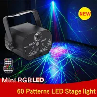 60 Mönster RGB Stage Lights Voice Control Musik LED Disco Light Party Show Laser Projector Lights Effect Lamp med Controller