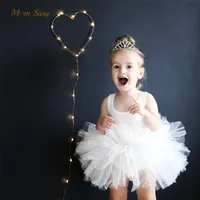 Baby flicka prinsessan tutu klänning ärmlös spädbarn småbarn puffy balett klänning svart rosa vit fest dans baby kläder 18y 220614