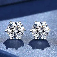 Aeteeey echter moissanit diamant stud d farbe 1ct 925 sterling silber sechs prong ohrringe wedding feine schmuck für frauen
