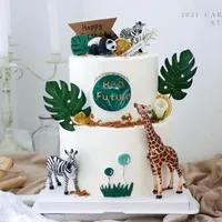 Otros suministros de fiesta festiva Simulaci￳n de alta calidad Animales de la jungla Decoraci￳n de pasteles Jirafa Zebra Tiger Elephant Lion Panada Bear Kids Cumplea￱os