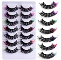 Hand Made Reusable Curling Up Color Fake Eyelashes Soft & Vivid Thick Multilayer False Lashes D Curved Eye End Color and Match Eyelash Extensions